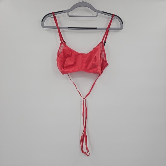 Victoria's Secret Other - NEW Victorias Secret Coral Pink Lace Unlined Bralette Front Tie Detail Size M